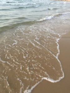 Wave washing up on a shore